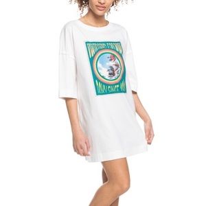 Roxy Snow White & Teal 'Destination Paradise' Boxy Tee/Dress, Sz. M